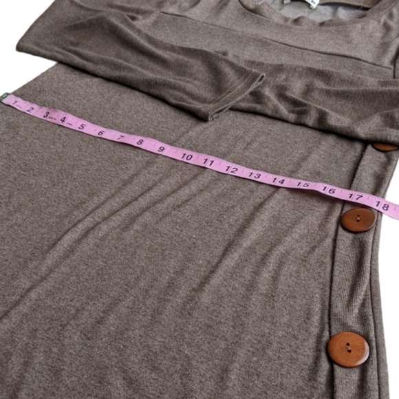 NWOT! iGENJUN L/S Shirt Dress Button Accents Asymmetrical Hem - Picture 7 of 12